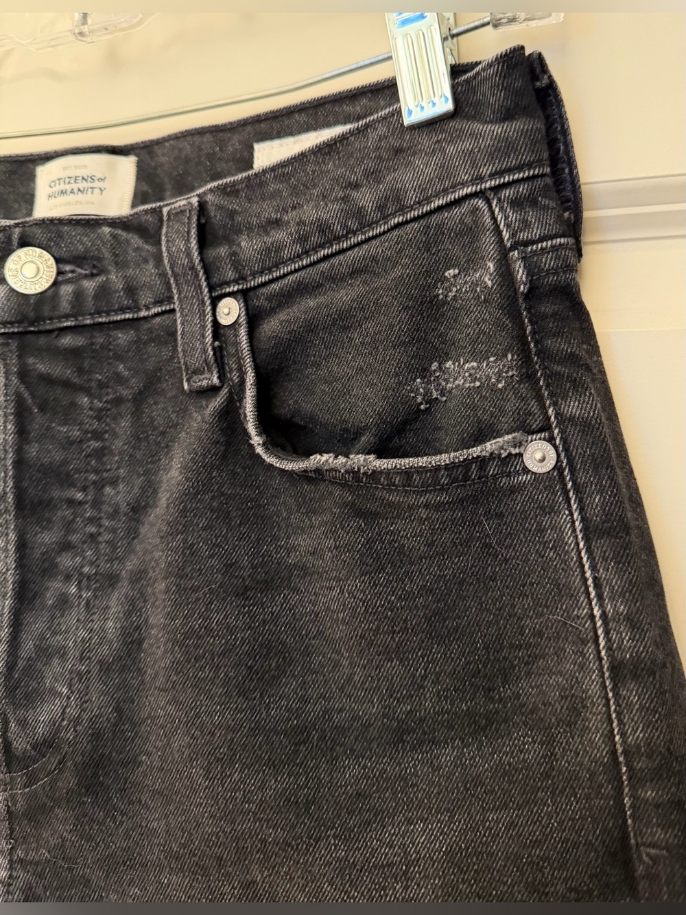 Citizens of Humanity Florence High Rise Straight Leg Jeans, Distressed Black, 25 - Picture 4 of 12